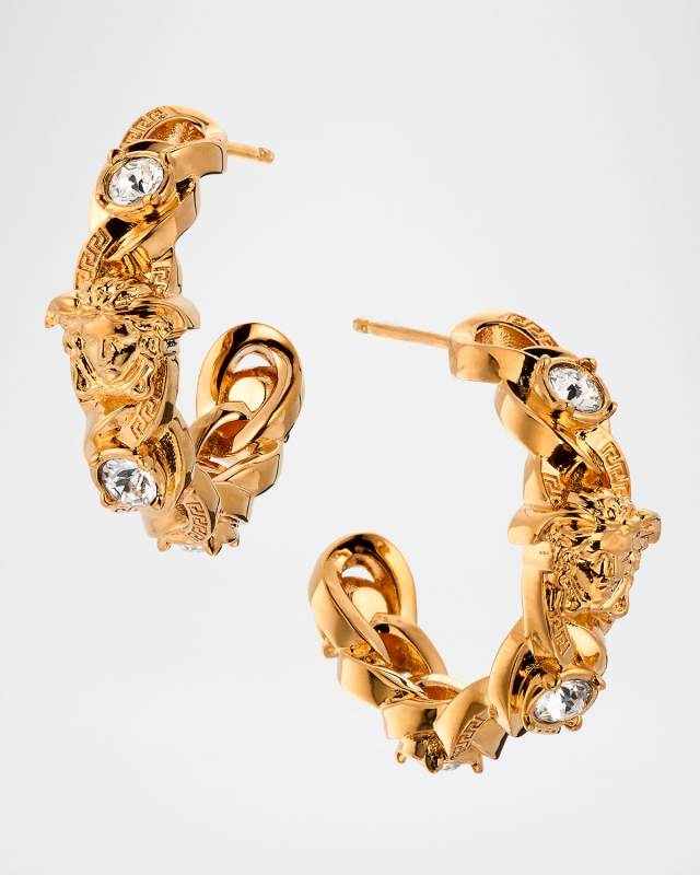 Medusa Greca Chain Hoop Earrings